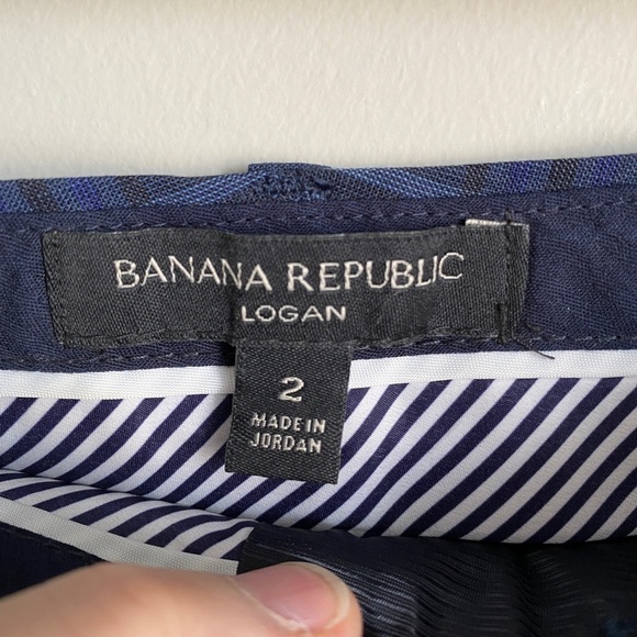 Banana Republic LOGAN Women's Wool Blend Blue Plaid‎ Dress Pants Size 2 - Picture 2 of 10